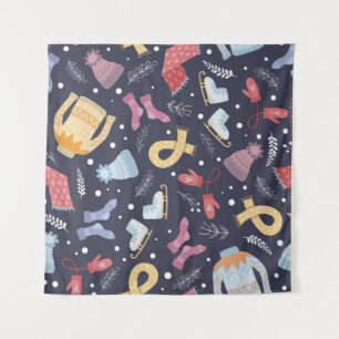 Cozy Winter Knitted Seamless Vintage Tapestry
