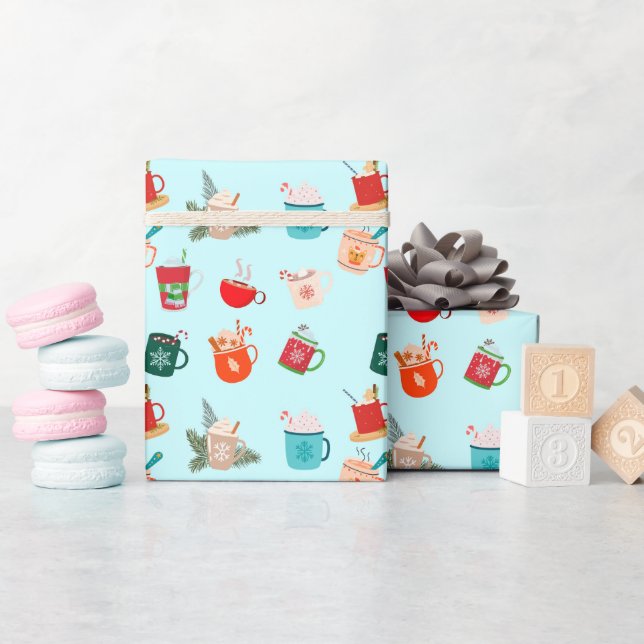 Cozy winter latte hot chocolate festive cocoa   wrapping paper (Baby Shower)
