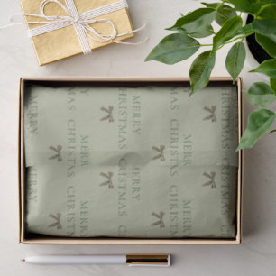 Cozy Winter Merry Christmas Olive Green Bow Tissue Paper
