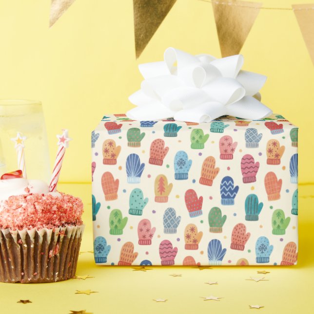 Cozy Winter Mittens Wrapping Paper Roll (Birthday Party)