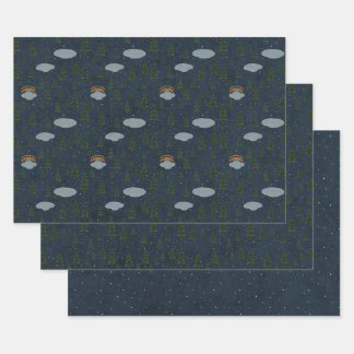 Cozy Winter Night Pattern Wrapping Paper Set