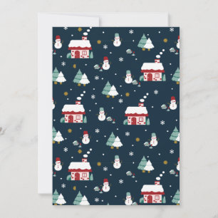 Cozy Winter Night Village and Snowmen Thank You Card