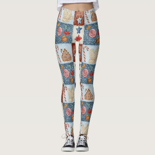Cozy Winter Patchwork Christmas Leggings