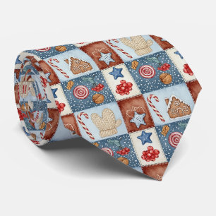 Cozy Winter Patchwork Christmas Tie