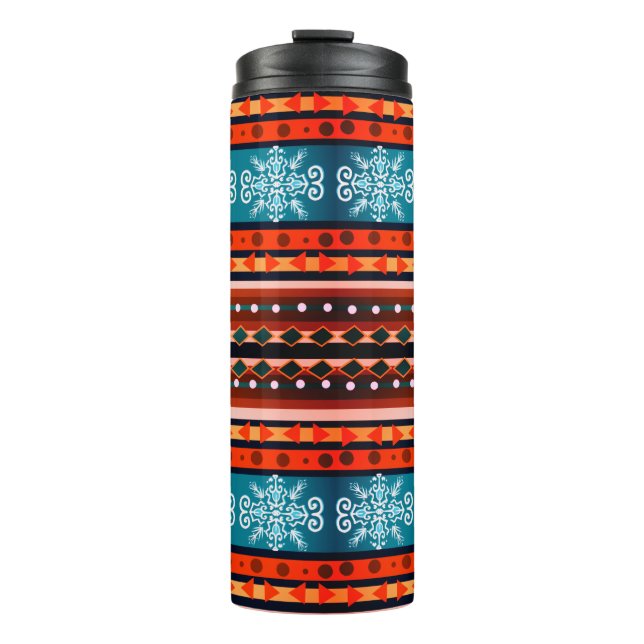 Cozy Winter Pattern Thermal Tumbler (Front)