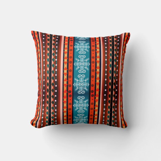 Cozy Winter Pattern Throw Pillow (Front)