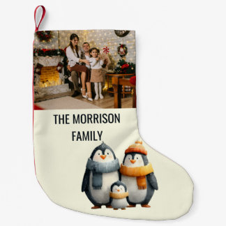 Cozy Winter Penguin Family Small Christmas Stocking