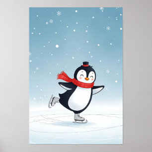 Cozy Winter Penguin Nursery Art Poster