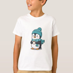 Cozy Winter Penguin with Cocoa Kids T-Shirt