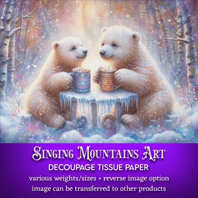 Cozy Winter Polar Bears With Hot Cocoa Decoupage Tissue Paper (Creator Uploaded)