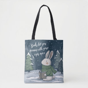 Cozy Winter Reading Book Tote Bag