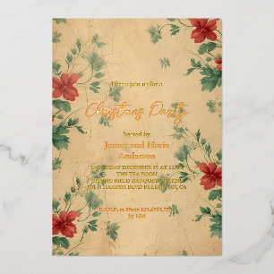 Cozy Winter Red Green Floral Christmas Party