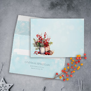 Cozy Winter Rowan berry bouquet Wedding Envelope