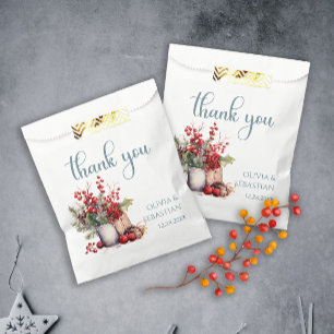 Cozy Winter Rowan berry bouquet Wedding Favour Bag