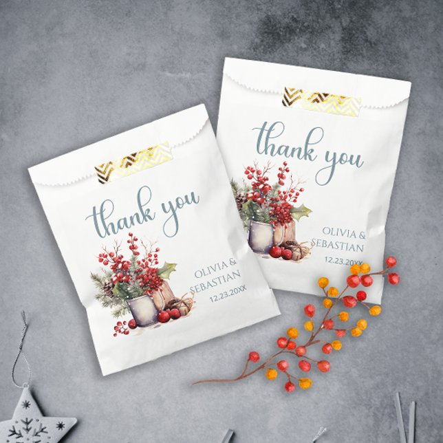 Cozy Winter Rowan berry bouquet Wedding Favour Bag (Creator Uploaded)