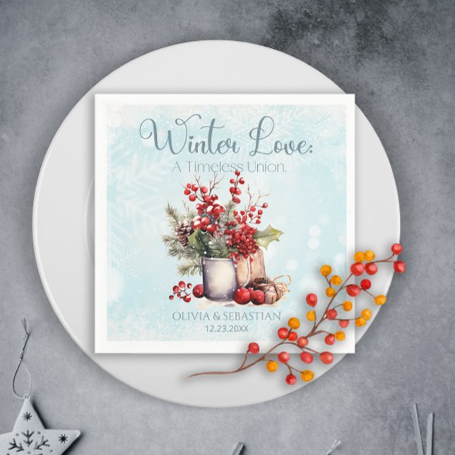 Cozy Winter Rowan berry bouquet Wedding Napkin (Creator Uploaded)