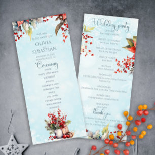 Cozy Winter Rowan berry bouquet Wedding Program