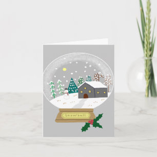 Cozy Winter Snow Globe and Snowman Holiday Gift Card