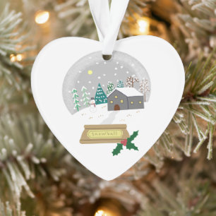 Cozy Winter Snow Globe Christmas House Holiday Gif Ornament