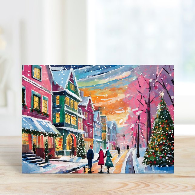 Cozy Winter Street Scene Modern Art Card (Creator Uploaded)