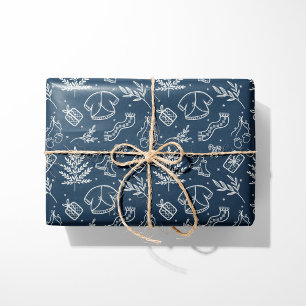 Cozy Winter Sweater & Gifts Blue Wrapping Paper