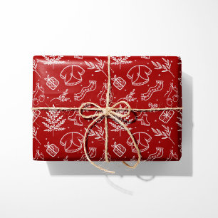 Cozy Winter Sweater & Gifts Red Wrapping Paper