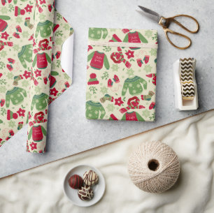 Cozy Winter Sweaters, Hats, Scarves and Mittens  Wrapping Paper