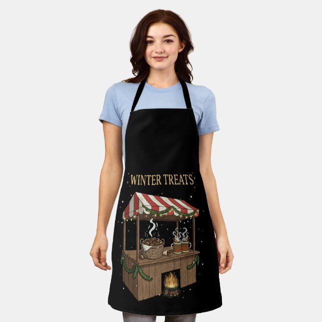 Cozy Winter Treats Christmas Market Stall  Apron (Worn)
