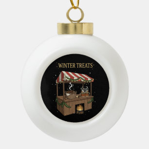 Cozy Winter Treats Christmas Market Stall  Ceramic Ball Christmas Ornament
