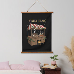Cozy Winter Treats Christmas Market Stall  Hanging Tapestry