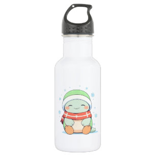 Cozy Winter Turtle with Scarf Kawaii Design 532 Ml Water Bottle