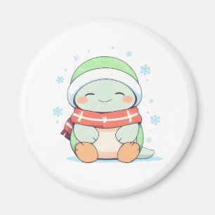 Cozy Winter Turtle with Scarf Kawaii Design Magnet