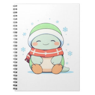 Cozy Winter Turtle with Scarf Kawaii Design Notebook