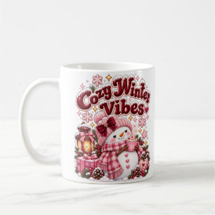 Cozy Winter Vibes Cute Coquette Snowman Custom Mug
