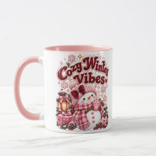Cozy Winter Vibes Cute Coquette Snowman Custom Mug