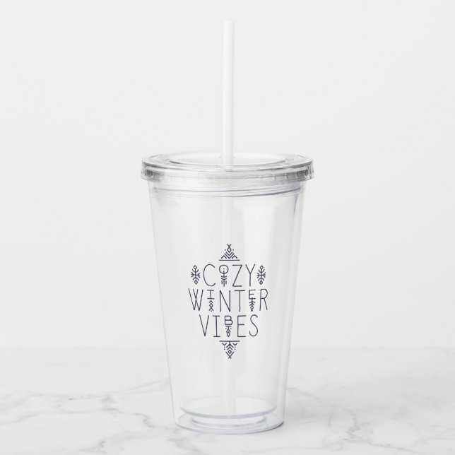 Cozy Winter Vibes Design Acrylic Tumbler (Front)
