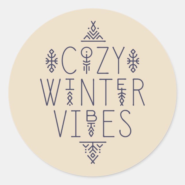 Cozy Winter Vibes Design Classic Round Sticker (Front)