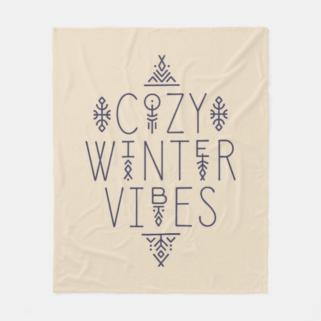 Cozy Winter Vibes Design Fleece Blanket (Front)