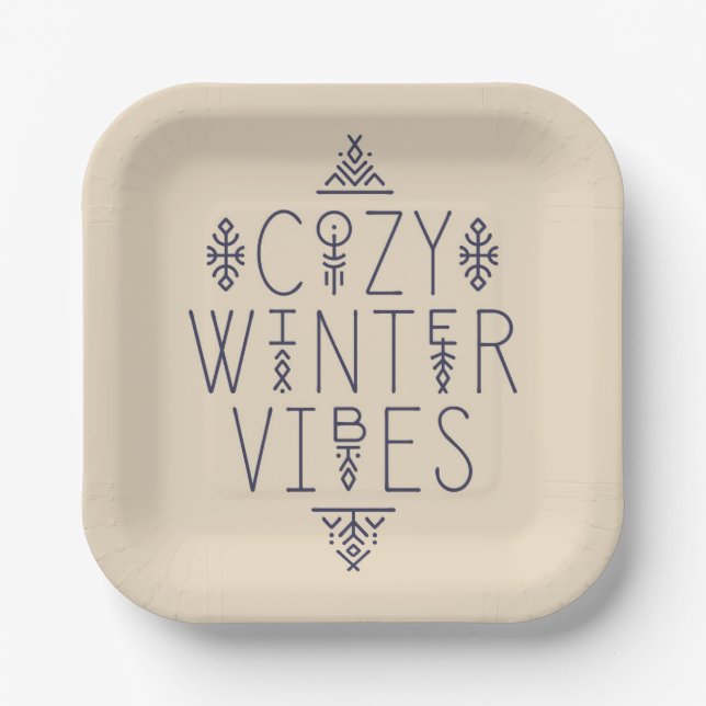 Cozy Winter Vibes Design Paper Plate (Front)