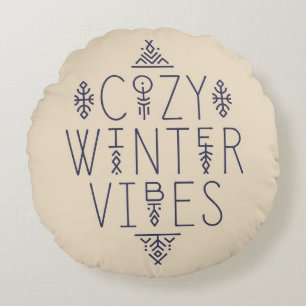 Cozy Winter Vibes Design Round Pillow