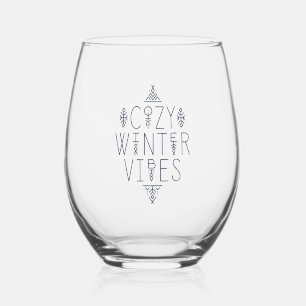 Cozy Winter Vibes Design Stemless Wine Glass