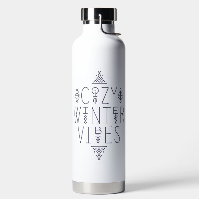 Cozy Winter Vibes Design Water Bottle (Left)