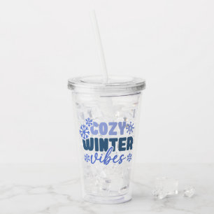 Cozy Winter Vibes - Snowflake Typography Acrylic Tumbler