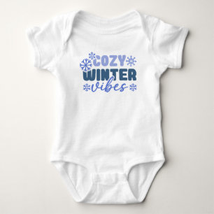 Cozy Winter Vibes - Snowflake Typography Baby Bodysuit