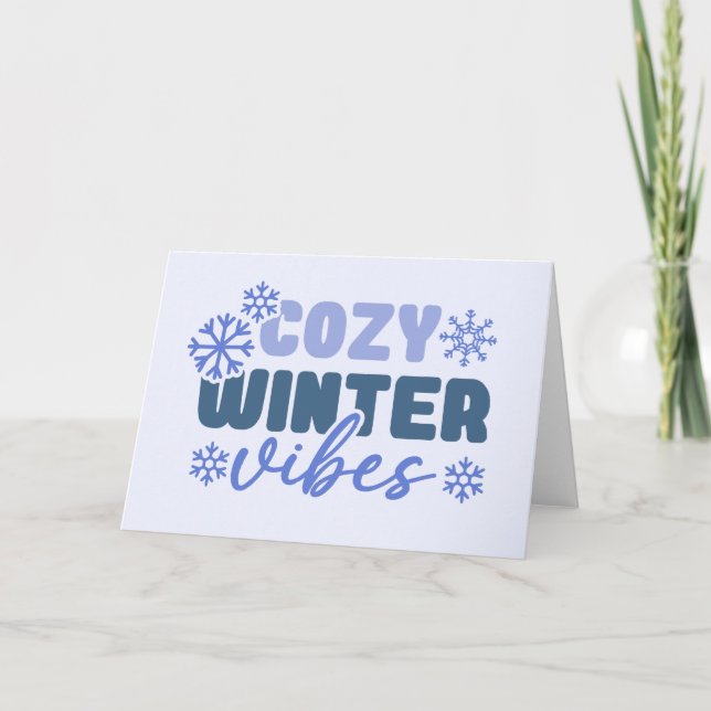 Cozy Winter Vibes - Snowflake Typography Card (Front)