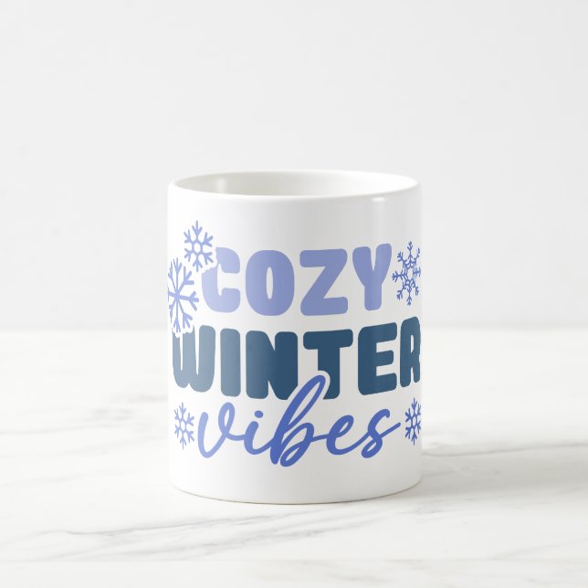 Cozy Winter Vibes - Snowflake Typography Coffee Mug (Center)