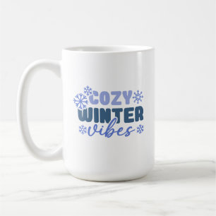 Cozy Winter Vibes - Snowflake Typography Coffee Mug