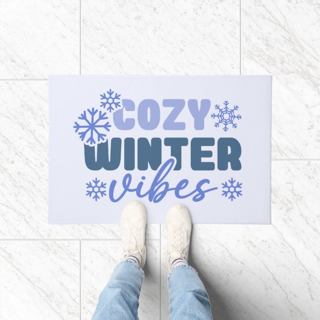 Cozy Winter Vibes - Snowflake Typography Doormat (Indoor)