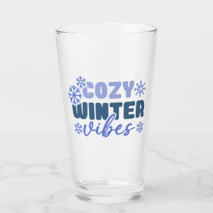 Cozy Winter Vibes - Snowflake Typography Glass