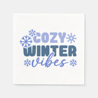 Cozy Winter Vibes - Snowflake Typography Napkin